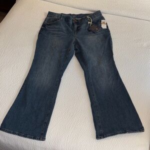Absolution high rise.  Democracy Dark Blue Flare Jeans size 16W